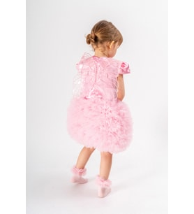 Kız Bebek Kız Çocuk Doğum Günü Parti Düğün Elbise Tüllü Tütü Astarlı Çocuk Giyim Bebek Giyim (Pembe)