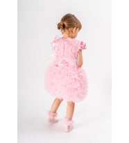 Kız Bebek Kız Çocuk Doğum Günü Parti Düğün Elbise Tüllü Tütü Astarlı Çocuk Giyim Bebek Giyim (Pembe)