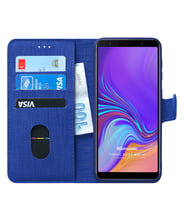 Microsonic Samsung Galaxy A7 2018 Kılıf Fabric Book Wallet (Lacivert)