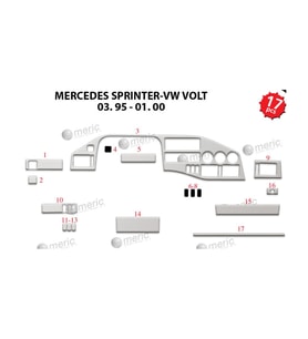 Meriç Volkswagen Volt Crafter Ön Torpido Kaplama Maun 17 Parça 1995-2006 (Alüminyum)