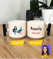 Kişiye Özel Karikatürlü Psikolog Hediye T Kupa Bardak Kadın Psikologa Tıp Bayramı Hediyesi (Siyah)