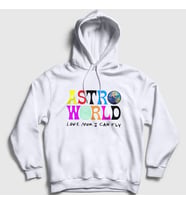 Presmono Unisex Gri Astroworld V3 Travis Scott Kapüşonlu Sweatshirt 44520tt (Beyaz)