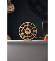 Gowpenart Dizayn Roma Rakamlı Metal Masa Saati 1,5 mm Kalınlık 25x23cm (Gold)