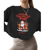 erkek unisex kadın kalın bisiklet yaka Sweatshirt Bej Sweatshirt 3 iplik şardonlu Mevsimi kutlayın (Siyah)
