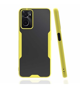 Oppo A76 Kılıf Kamera Korumalı Arkası Şeffaf Silikon (Sarı)
