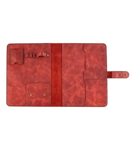 Twingold Kişiye Özel %100 Deri Rainbow iPad Organizer 11" Fuşya (Kırmızı)