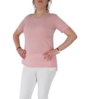 Kadın V Yaka Ön Kısa Arka Uzun Tişört BGL-ST02088 (Pembe)