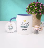 Uçak Mühendisi Kupa Bardak ve Anahtarlık (Lacivert)