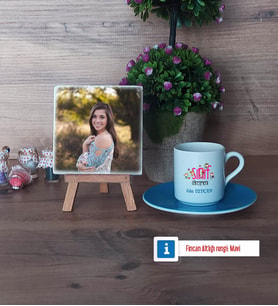 Kadın Sınıf Öğretmenine Hediye Fotoğraflı Dekoratif Taş, Ahşap Altlıklı Türk Kahvesi Fincanı Hediye Öğretmenler Günü Hediyesi (Model 5)