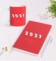 BK Gift Kişiye Özel 2024 Mutlu Yıllar Siyah Defter Kalem ve Kupa Seti-1 (Model 2)