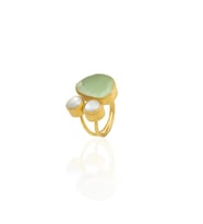 Kadir Jewellery 22 Ayar Altın Kaplama Kadın Zirkon Taşlı Yüzük-El İşçiliği Ve Özel Tasarım (Açık Yeşil)