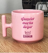 Kişiye Özel Balık Koç Burcu Hediye Pastel T Kupa Doğum Günü Hediyesi (Pembe)