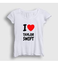 Presmono Kadın Sarı I Love Taylor Swift T-Shirt 311302tt (Beyaz)