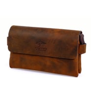 KANGAROO KINGDOM Hakiki Dana Deri Crazy Horse Koyu Yeşil Erkek El Portföy Clutch Çantası 9288-ZKY (Koyu Taba)