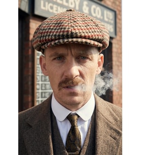 Erkek Kasket Baretta Kışlık Şapka Beckham Model Peaky Blinders Şapka cp231 Kazayağı Desenli (Turuncu)