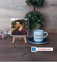 Elektrik Elektronik Mühendisi Fotoğraflı Dekoratif Taş, Ahşap Altlıklı Türk Kahvesi Fincanı Hediye (Model 4)