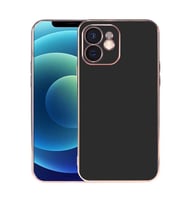 Uyumlu Model Apple iPhone 12 Kılıf A+ Goldy Tarz Kapak (Siyah)