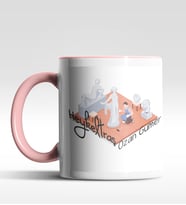 Kişiye Özel Heykeltraş Tasarımlı Siyah Kupa (Beyaz-Pembe)