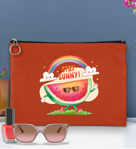 BK Gİft Yaz Temalı-7 Astarlı Portföy Çanta 30x21cm(12 Renk Seçeneği), Baskılı El Çantası, Organizer Çanta (Kiremit)