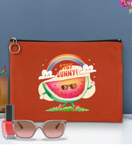 BK Gİft Yaz Temalı-7 Astarlı Portföy Çanta 30x21cm(12 Renk Seçeneği), Baskılı El Çantası, Organizer Çanta (Kiremit)