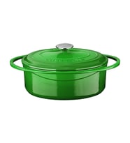Lava Döküm Oval Tencere Döküm Demir Kapak Heritage Serisi Ölçü 22x28cm. (Yeşil)