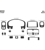 Meriç® Nissan Pick-Up Skystar Ön Torpido Kaplama Maun 13 P. 1999-2006 (Karbon)