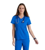 Barco Grey's Anatomy Moto GIT033 - GIP507  Medikal Giyim Doktor Scrubs Cerrahi Takım Likralı Hastane Üniforması (Mavi)