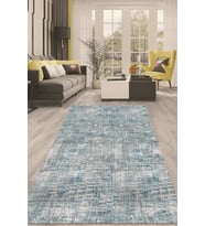 Dijital Kaymaz Taban Yıkanabilir Modern Renkli Salon Halısı Mutfak Halısı Yolluk ND-HT-565 (Mavi)