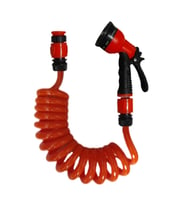 Plasyay  Spiral  Veranda Araç Yıkama Bahçe Sulama 8 Fonksiyonlu Bay-Tec Başlıklı Set 3.5 Metre (Turuncu)