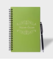 Kişiye Özel Renkli Ahşap Defter Kalem Seti (Yeşil)