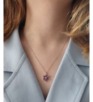 lotus çiçeği model bayan gümüş kolye (Mor)