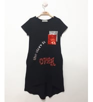 Toontoy Kız Çocuk Cepli Pul Baskılı Elbise (Siyah)