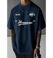 Answer Baskılı Unisex Oversize Tshirt (Lacivert)