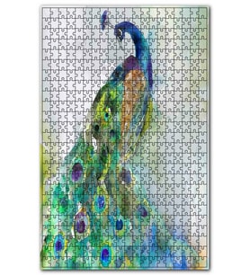 Cakapuzzle Tavuskuşu Suluboya Çizim Görseli Puzzle Yapboz MDF (Ahşap) (500 Parça)