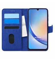 Microsonic Samsung Galaxy A34 Kılıf Fabric Book Wallet Siyah (Lacivert)
