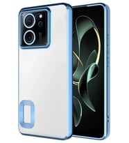 Xiaomi 13T Pro Kılıf Köşeleri Renkli Şeffaf Kamera Korumalı Silikon Luxury Kapak (Mavi)