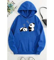 Unisex Panda Baskılı Oversize Sweatshirt (Mavi)