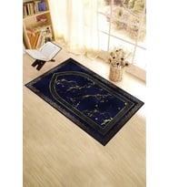 EVDEYA Dijital Baskılı Yıkanabilir Modern Desen 70x130 Namazlık Seccade, Seccade-3-gri, (Lacivert)