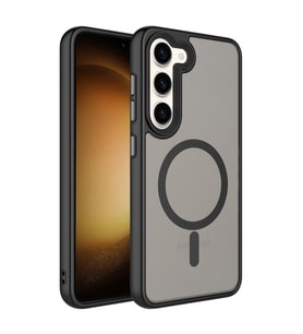Galaxy S23 Plus Kılıf Mat Arka Yüzey Wireless Şarj Özellikli Flet Magsafe Kılıf (Siyah)