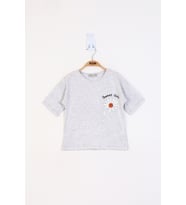 Toontoy Kız Çocuk Baskılı Tişört ( Gri-Melanj)