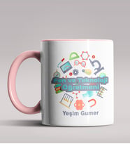 Kişiye Özel Fen ve Teknoloji Öğretmeni Tasarım Siyah Renk Kupa  (Pembe)