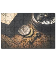 Cakapuzzle Eski Harita Madeni Paralar Pusula Anahtar Puzzle Yapboz MDF (Ahşap) (255 Parça)