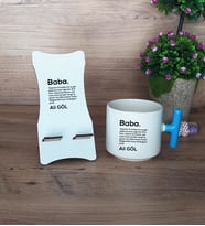 Baba Hediye Sepeti Kupa Bardak T Kulplu ve Ahşap Telefon Standı Babaya Babalar Günü Hediyesi (Model 3)
