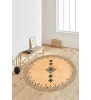 Dijital Baskılı Kaymaz Taban Yıkanabilir Yuvarlak Salon Halısı Koridor Halısı Paspas NDY-SD-1106 (Kahverengi)
