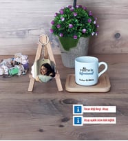 Matematik Öğretmeni Türk Kahvesi Fincanı Ahşap Altlıklı ve Fotoğraflı Ahşap Anahtarlık Hediye Matematik Öğretmenine Hediye (Model 1)