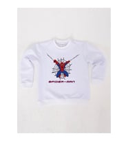 Spiderman baskılı örümcek adam pamuklu kumaş çocuk sweatshirt (Beyaz)