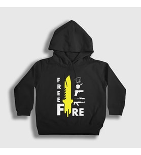 Presmono Unisex Çocuk Kırmızı Knife Free Fire Kapüşonlu Sweatshirt 232781tt (Siyah)
