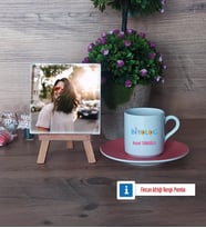 Biyolog Fotoğraflı Dekoratif Taş, Ahşap Altlıklı Türk Kahvesi Fincanı HediyeBiyologa Hediye (Model 6)