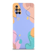 PrintiFy Samsung Galaxy M51 Uyumlu Lansman Kılıf Karışık Renkler Tasarımlı İçi Kadife Kapak (Lila)