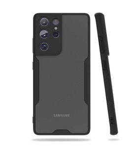 Galaxy S21 Ultra Kılıf Zore Parfe Kenarları Pastel Renk Silikon (Siyah)